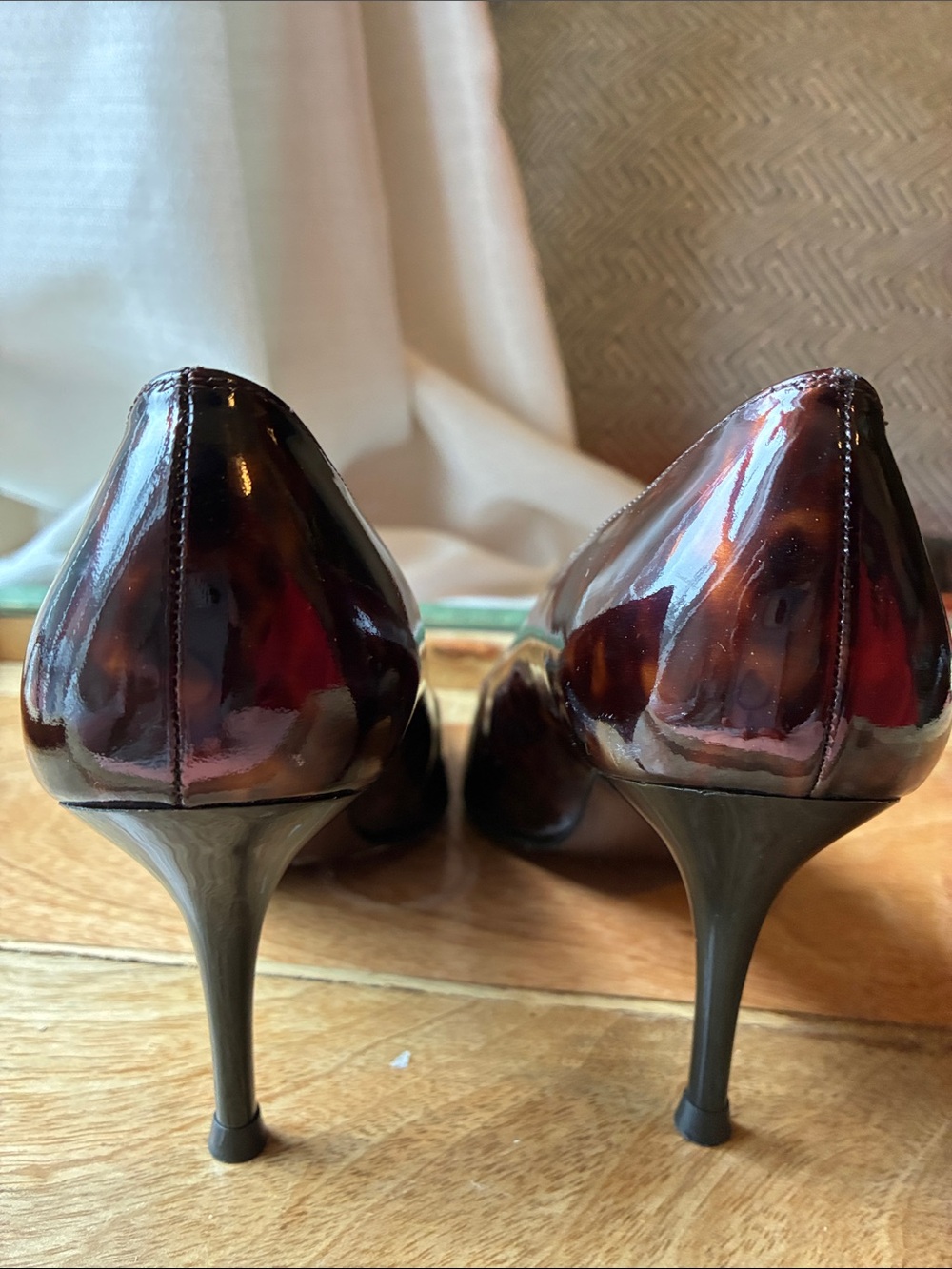 Stuart Weitzman Tortoiseshell Patent Leather Pointed Pumps - Picture 9 of 13